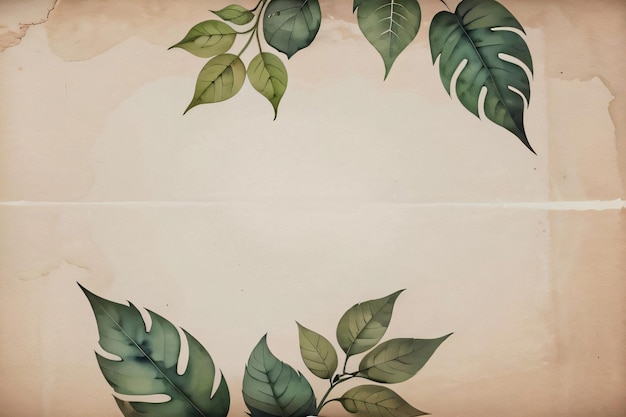 Photo papier vintage avec fond de texture de feuilles