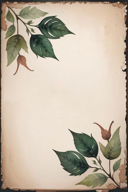 Photo papier vintage avec fond de texture de feuilles