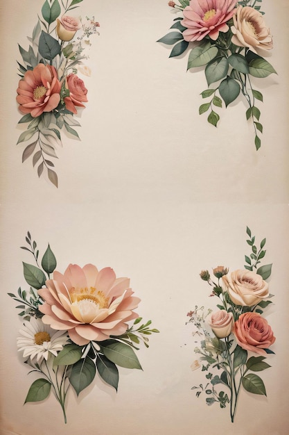Papier vintage avec fond de texture de fleurs