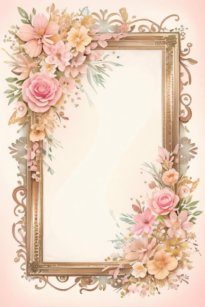 Photo papier vintage pour scrapbooking avec cadres de fleurs et papillons