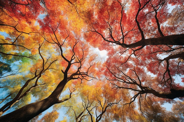 Des papiers peints en arc-en-ciel pour la canopée d'automne