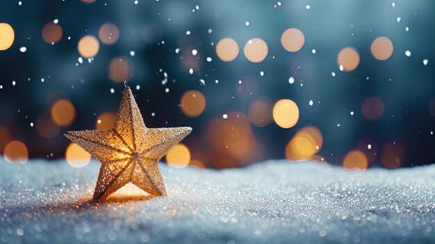 Des papiers peints de Noël avec une étoile brillante et de la neige scintillante