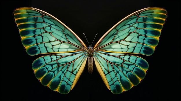 Photo un papillon avec une aile bleue et des marques jaunes