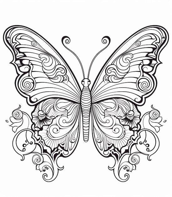 un papillon avec des ailes tourbillonnantes et des ailes tournantes sur lui