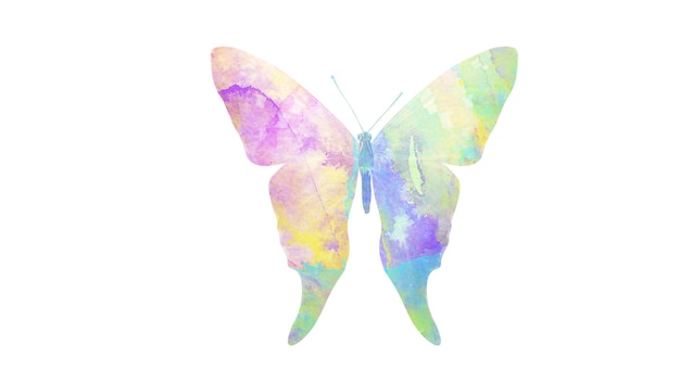 Papillon aquarelle multicolore. insecte tropical pour la conception. isolé sur fond blanc