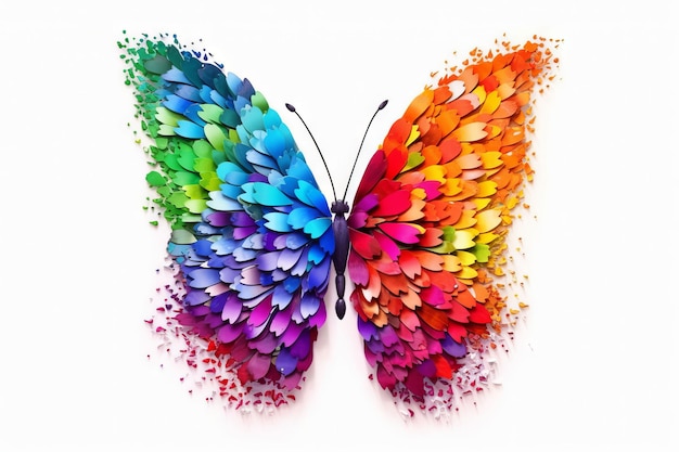 Un papillon arc-en-ciel avec un motif papillon en bas.