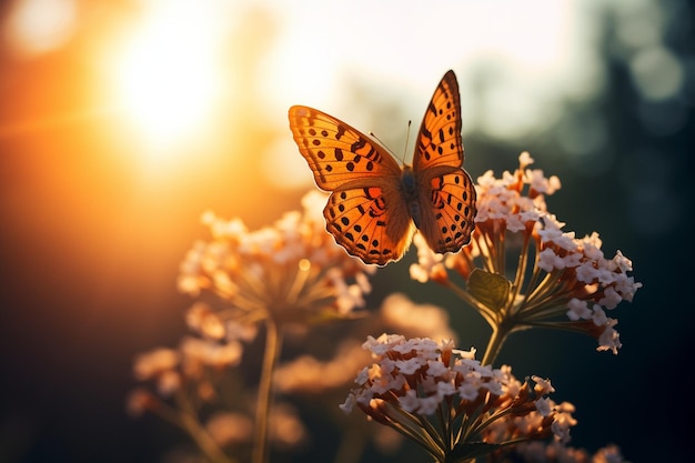 Le papillon au soleil d'été