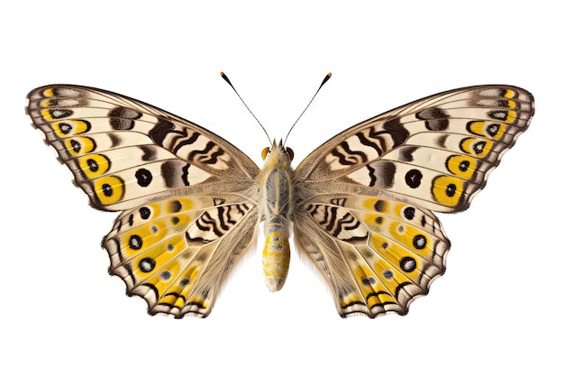 Papillon aux ailes colorées isolé sur blanc IA générative