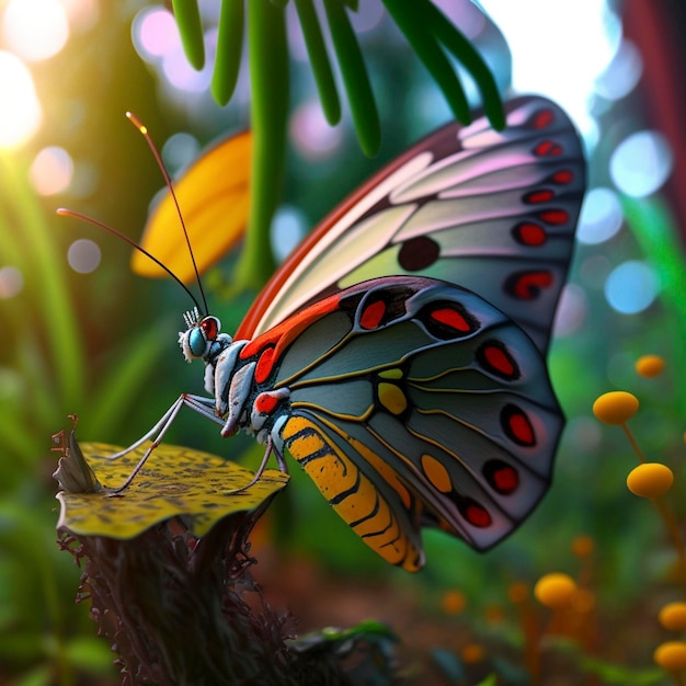 Papillon coloré 3d cartoon fantasy backgroundimage détaillée full hd