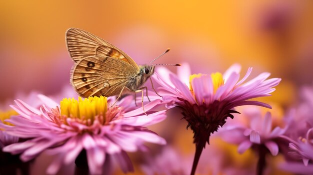 Photo un papillon coloré sur des astres uhd avec des poses naturalistes