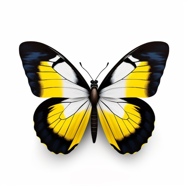 Photo un papillon de couleur jaune et noire sur un fond blanc