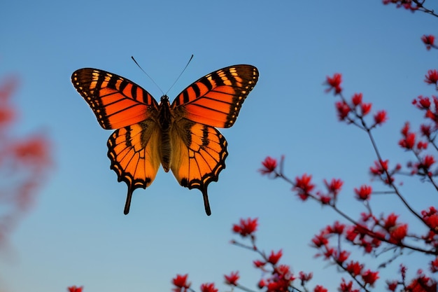 Un papillon dans un champ de fleurs