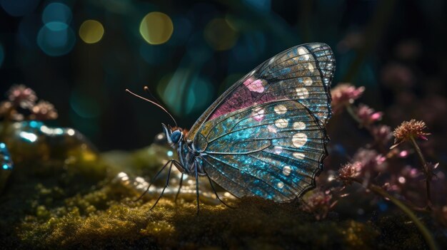 Le papillon dans la forêt magique des fées