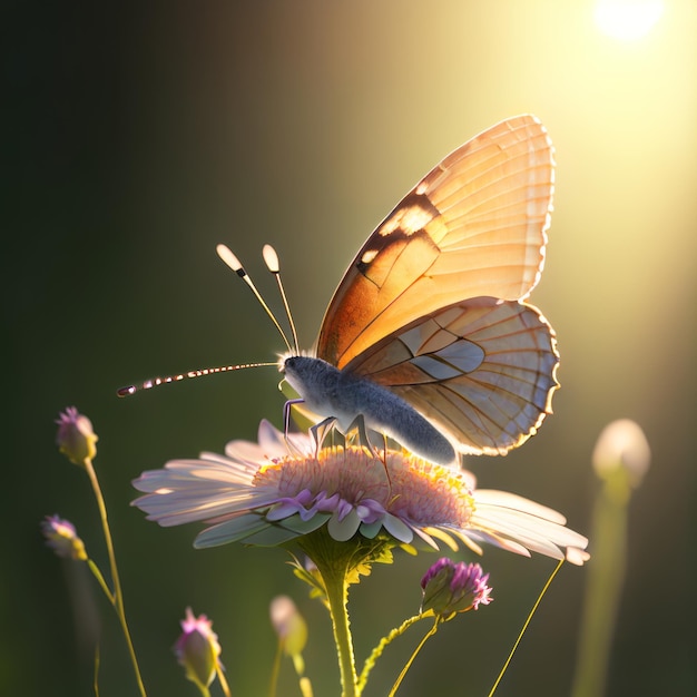 Un papillon debout dans une fleur