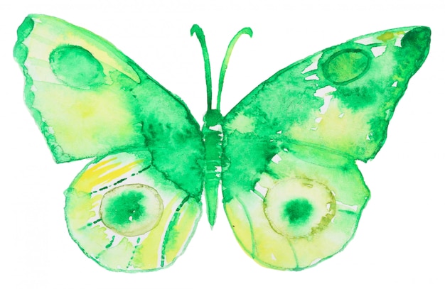 Papillon dessiné main aquarelle abstraite