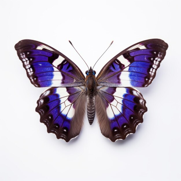 Photo le papillon empereur violet sur fond blanc