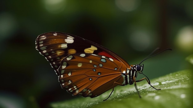 Un papillon est assis sur une feuille avec le mot papillon dessus.