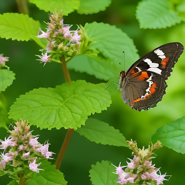 un papillon est assis sur une fleur dans les bois