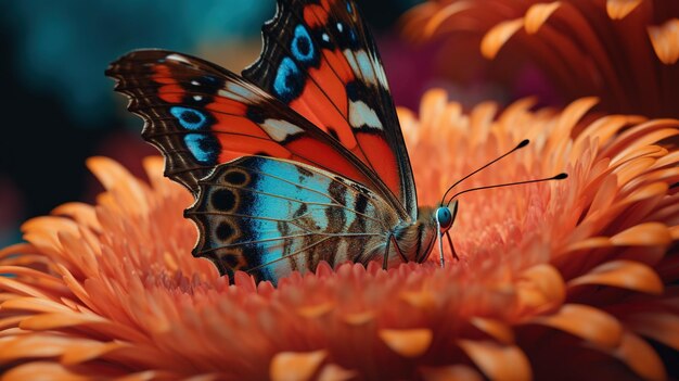 Un papillon est assis sur une fleur avec le mot papillon dessus