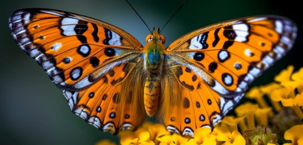 Un papillon est assis sur une fleur avec le mot papillon dessus.