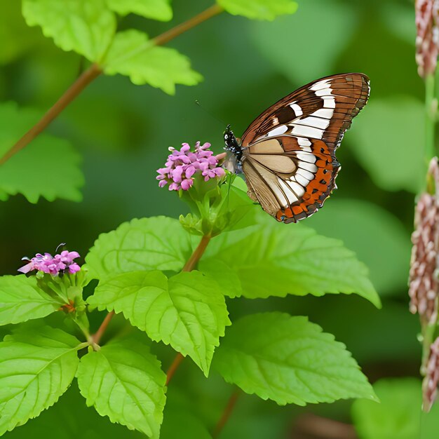 un papillon est sur une fleur dans les bois