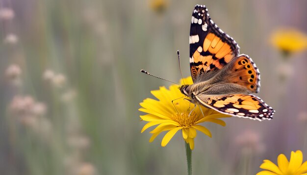 Photo un papillon est sur une fleur jaune avec le numéro 3 dessus