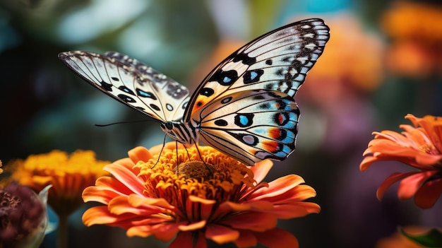 un papillon est sur une fleur avec les mots papillon dessus