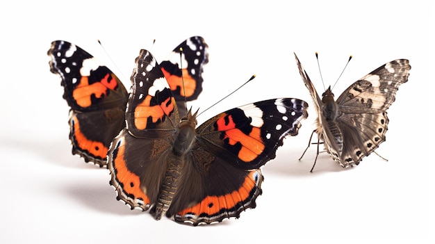 Un papillon est sur un fond blanc et les papillons se font face.