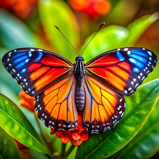 Papillon sur une fleur et une beauté en arrière-plan