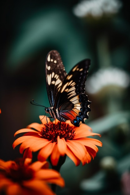 Un papillon sur une fleur du jardin