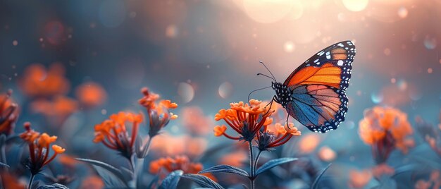 Un papillon sur une fleur en fleur