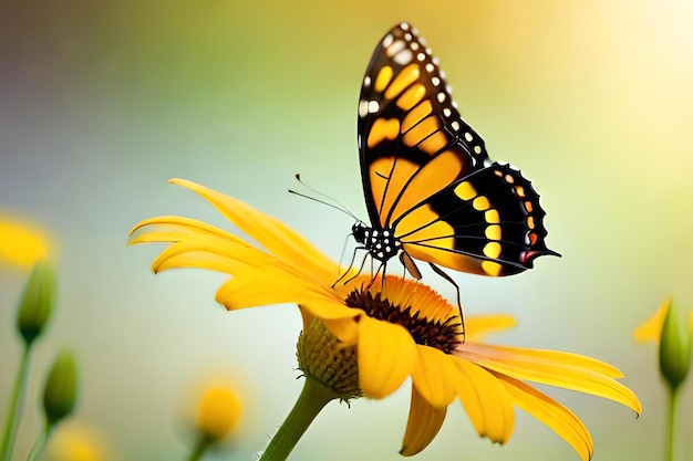 Un papillon sur une fleur avec le mot monarque dessus