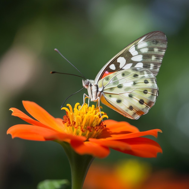 Un papillon sur une fleur avec le mot papillon dessus