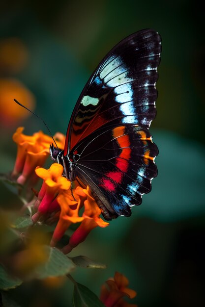 Un papillon sur une fleur avec le mot papillon dessus