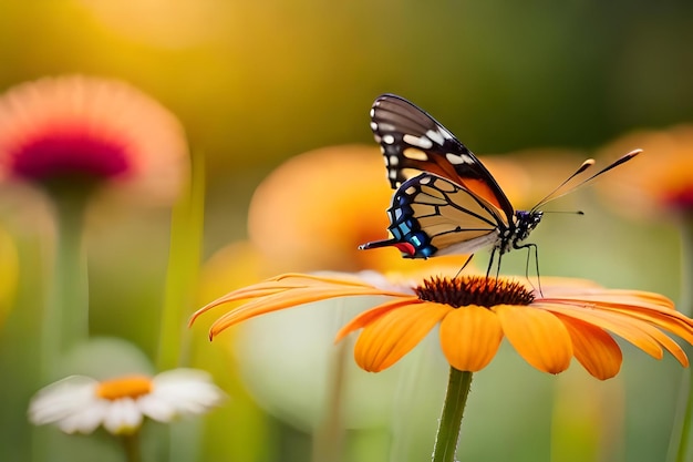 Photo un papillon sur une fleur d'oranger