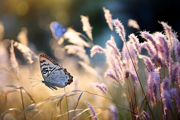 un papillon sur une fleur violette