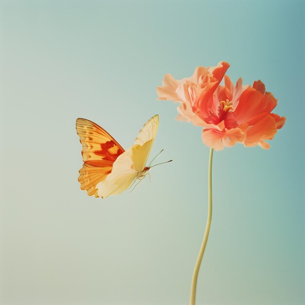 Photo un papillon et une fleur