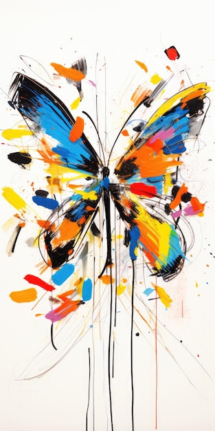 papillon Machaon abstrait art moderne peinture collage toile expression illustration illustration