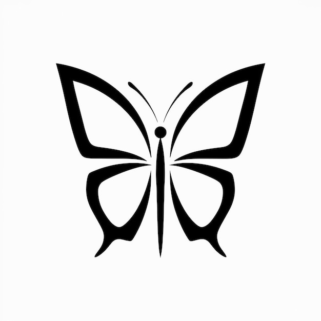 un papillon noir et blanc avec un fond blanc