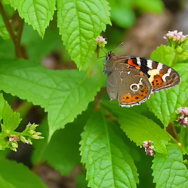 Photo un papillon avec le numéro 8 sur lui est assis sur une feuille