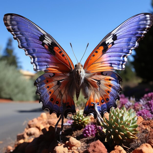 Photo le papillon paon sur la lavande