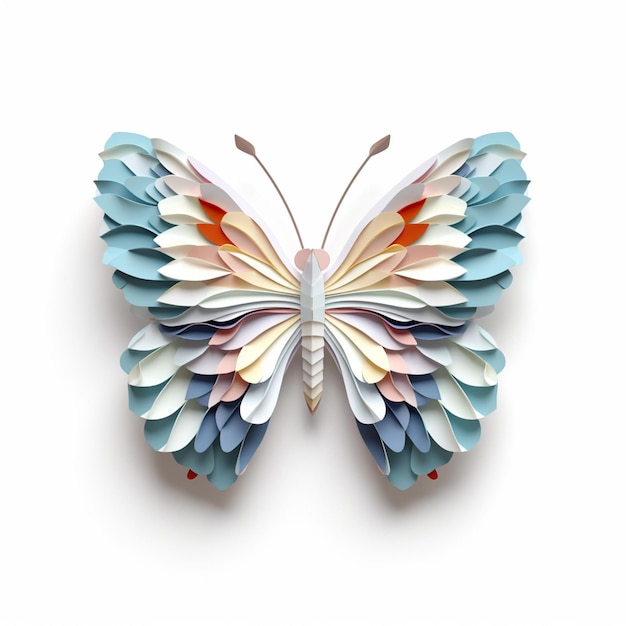 Un papillon en papier avec le mot papillon dessus