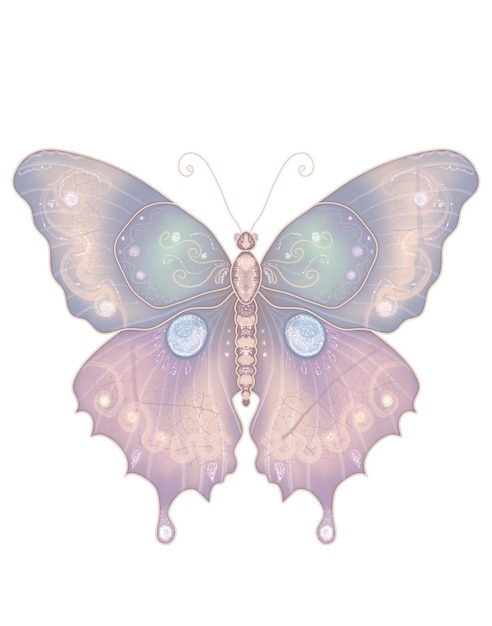 Papillon pastel dessin vintage ailes de papillon