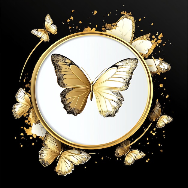un papillon qui est sur un anneau d'or