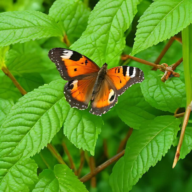 un papillon qui est sur une feuille