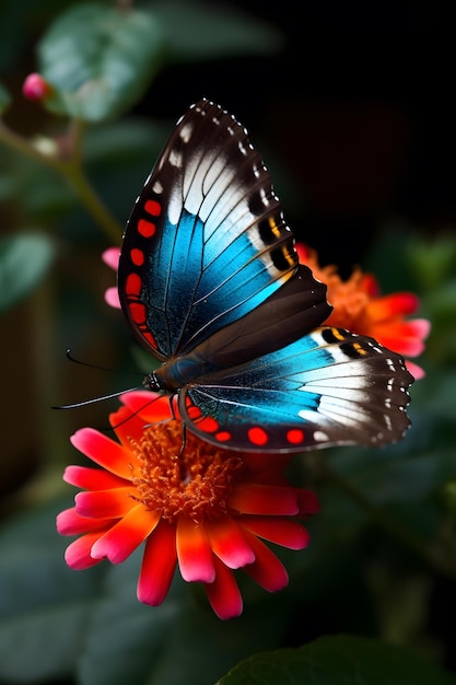 Un papillon qui est sur une fleur