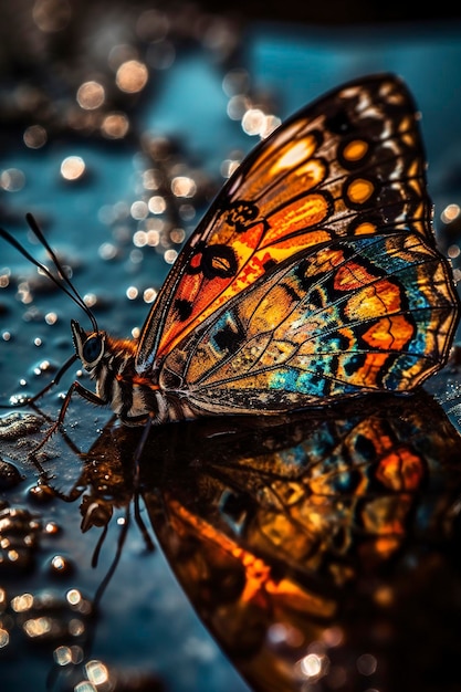 Papillon avec réflexion générer ai