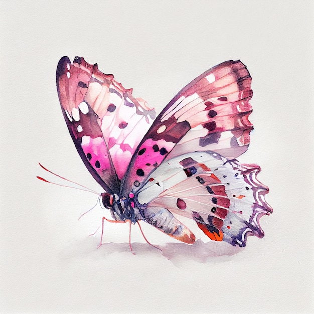 Photo papillon rose aquarelle abstraite illustration numérique ai