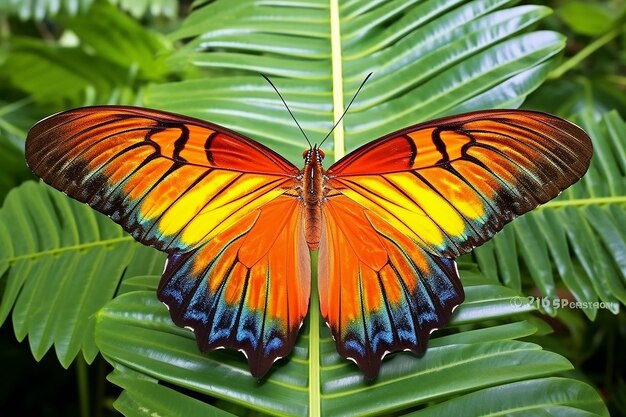 Le papillon tropical est une beauté perchée