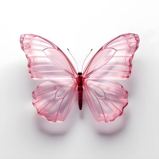 Photo papillon en verre rose